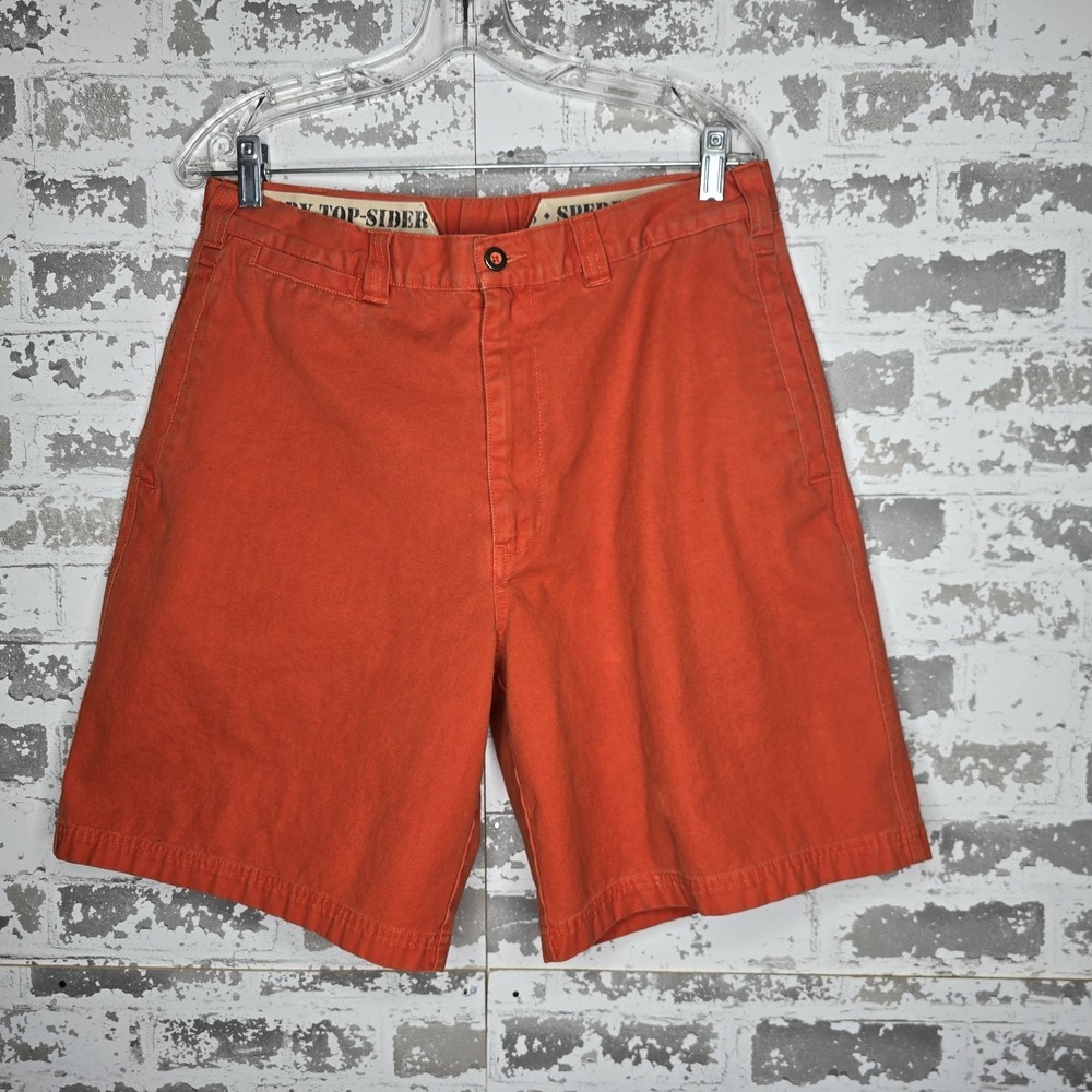 Sperry Topsider Shorts Men 32 Orange VTG USA 100% Cotton Canvas Yachting Sailing